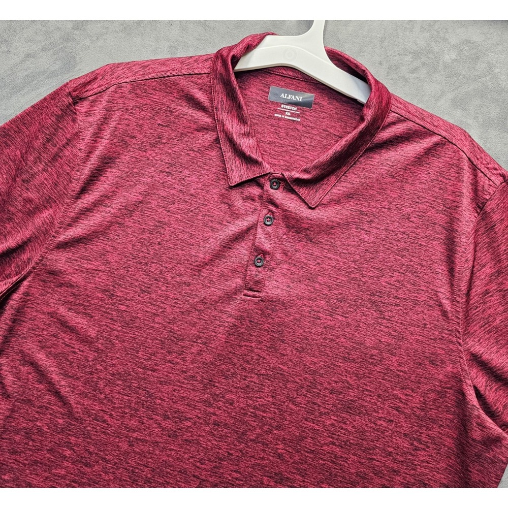 ALFANI Mens XXL Burgundy Space Dye Stretch Short Sleeve Polo Shirt 16222